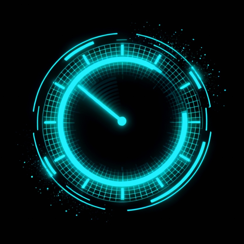 AI sci-fi HUD clock with holographic rings