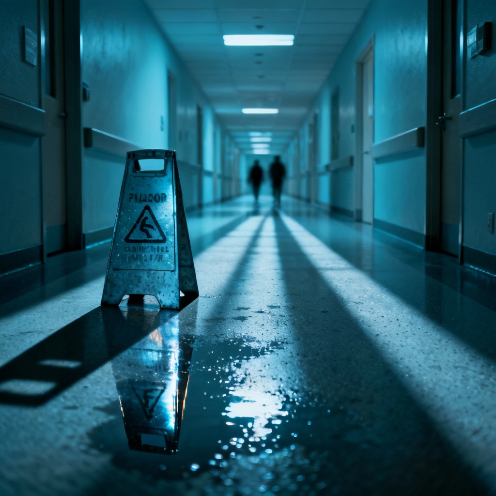 AI empty corridor with suspenseful footsteps
