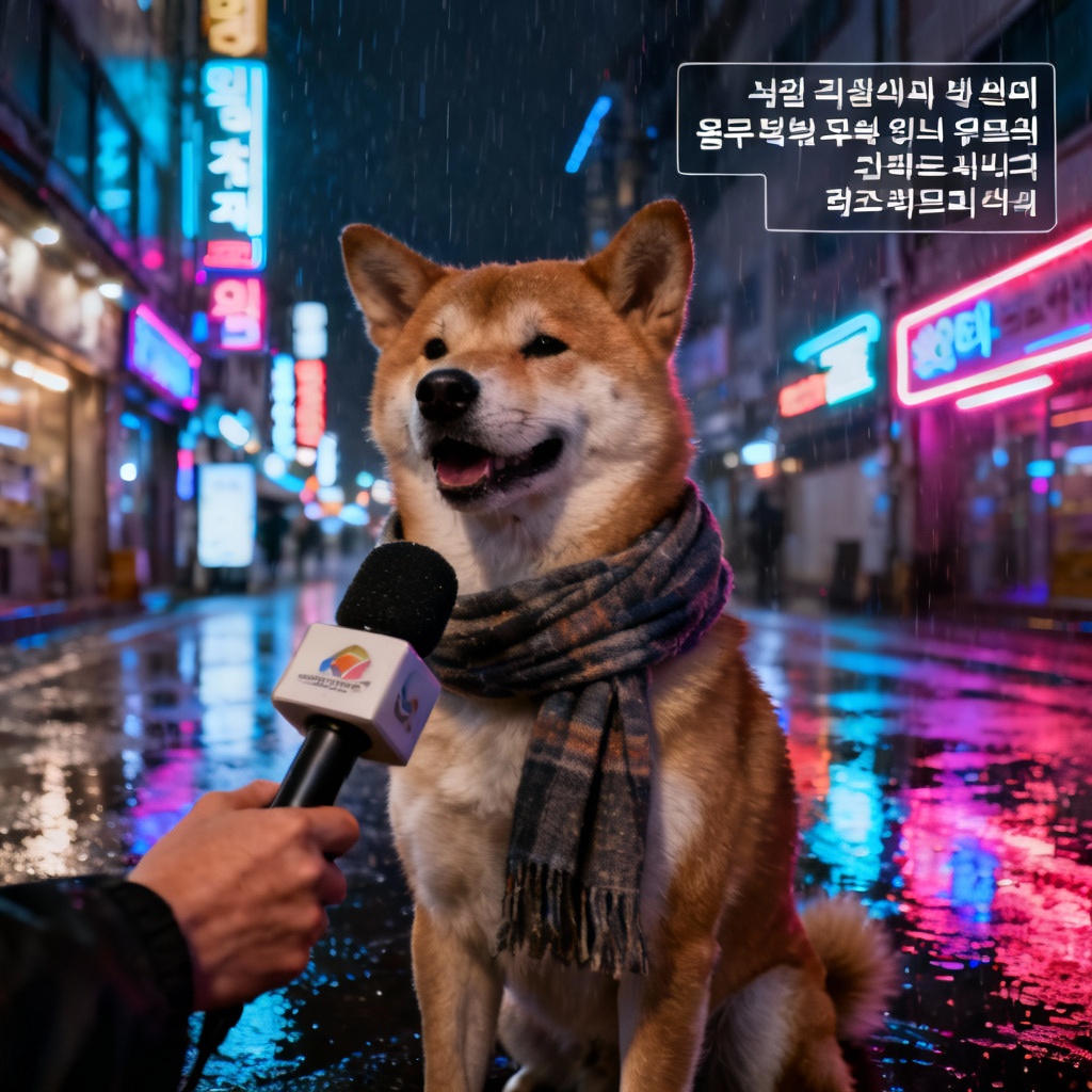 AI street interview in Seoul with dog