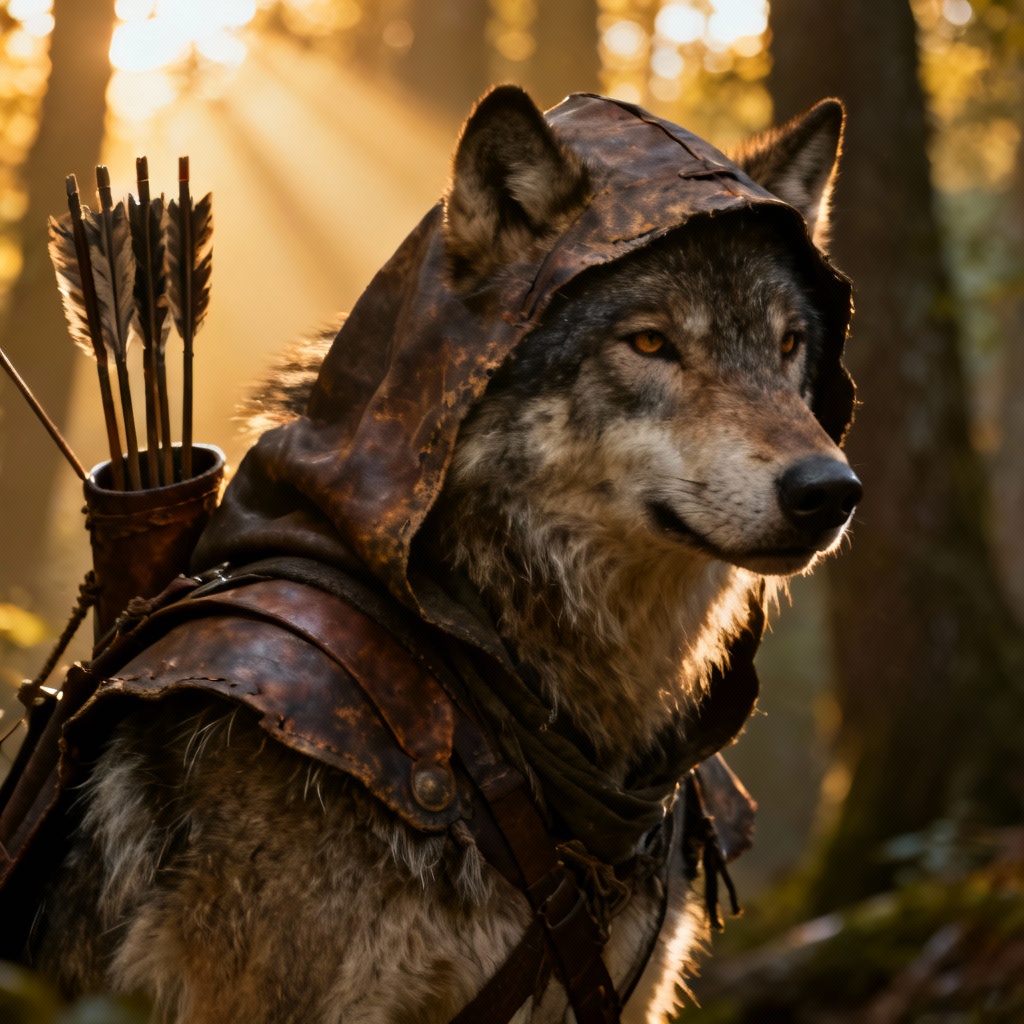 AI realistic wolf ranger character