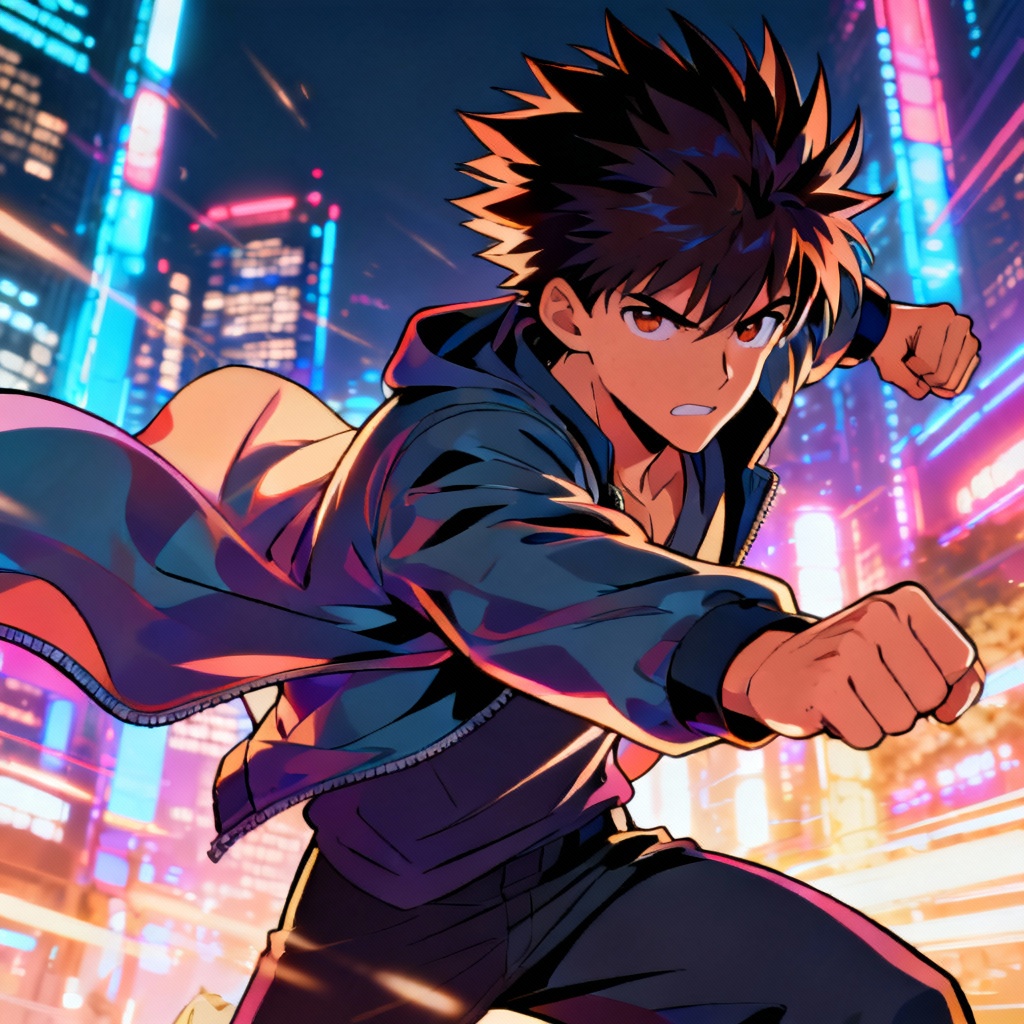 AI anime Santosh character with dynamic pose