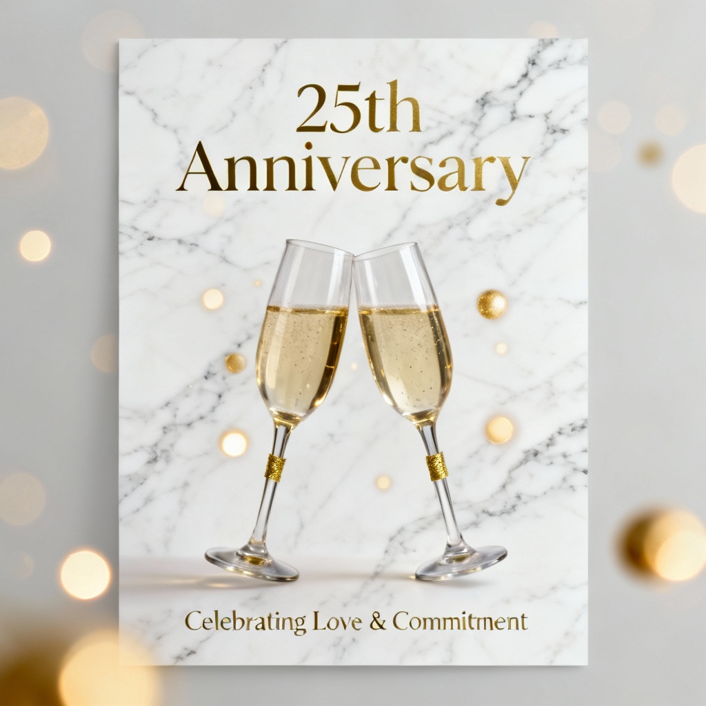 AI golden wedding celebration poster design