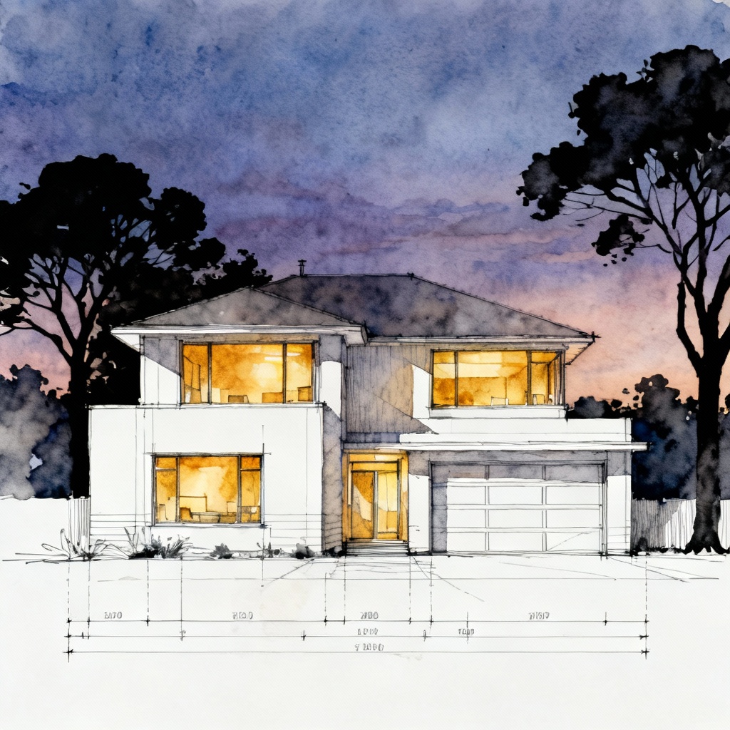 Modern house architectural side elevation