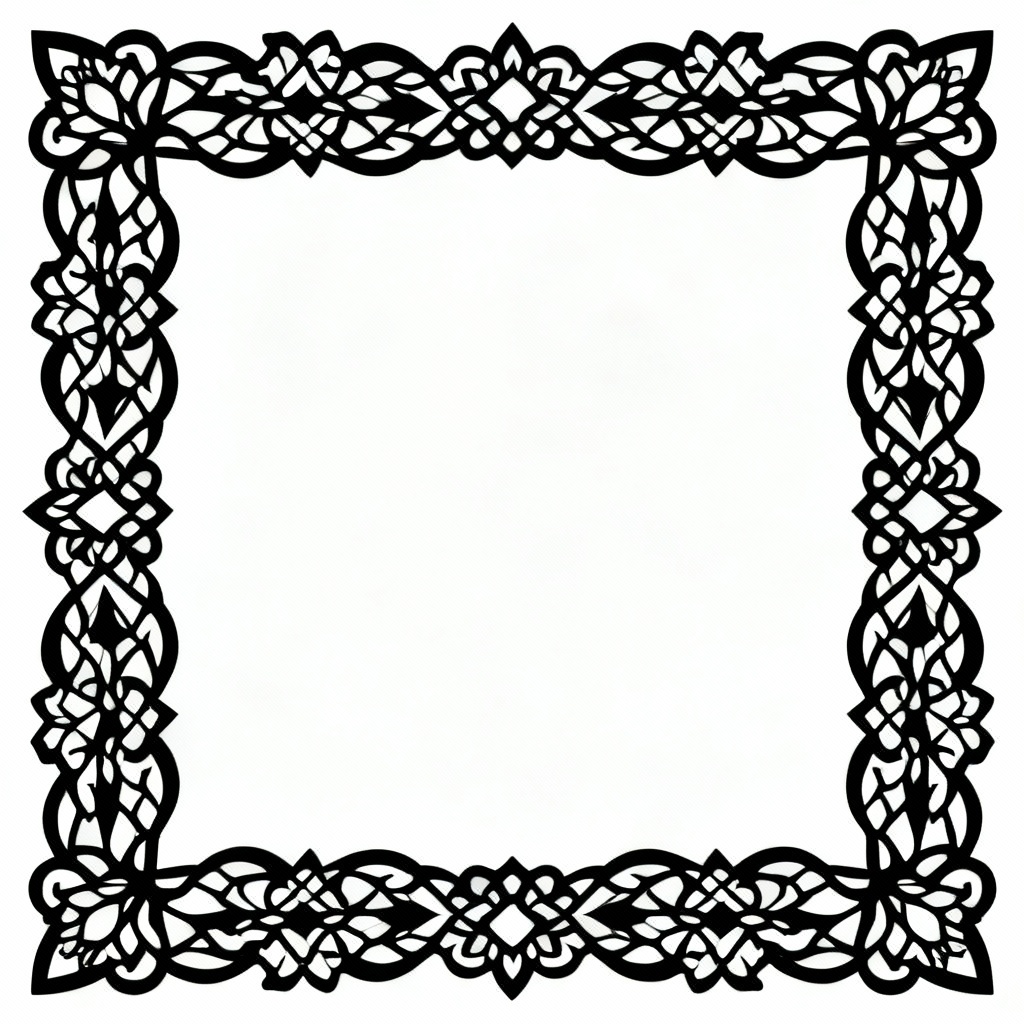Black laser cut filigree border in lace style