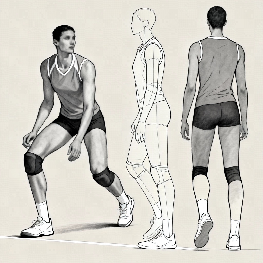 AI volleyball pose reference sheet turnaround