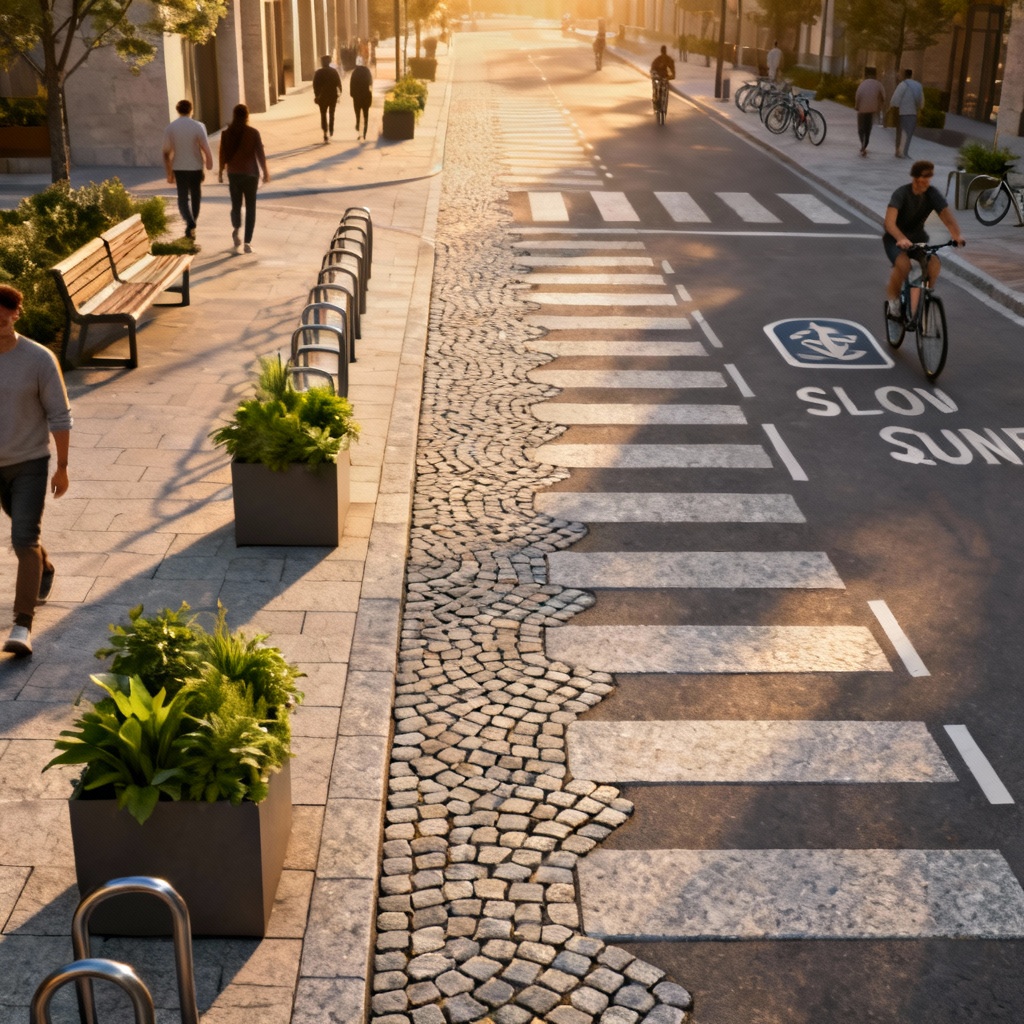 AI shared street crosswalk visualization