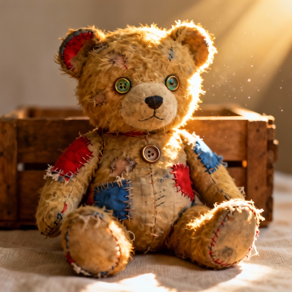 Realistic Vintage Stitched Teddy Bear