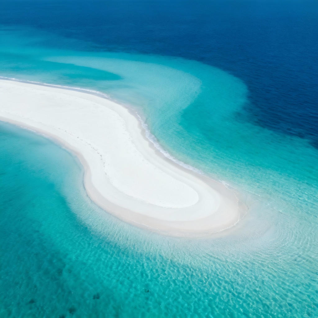 AI aerial beach sandbar with turquoise water gradients