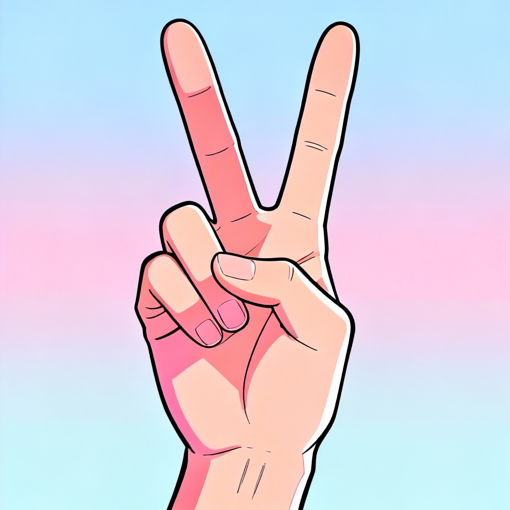 AI anime hand doing peace sign