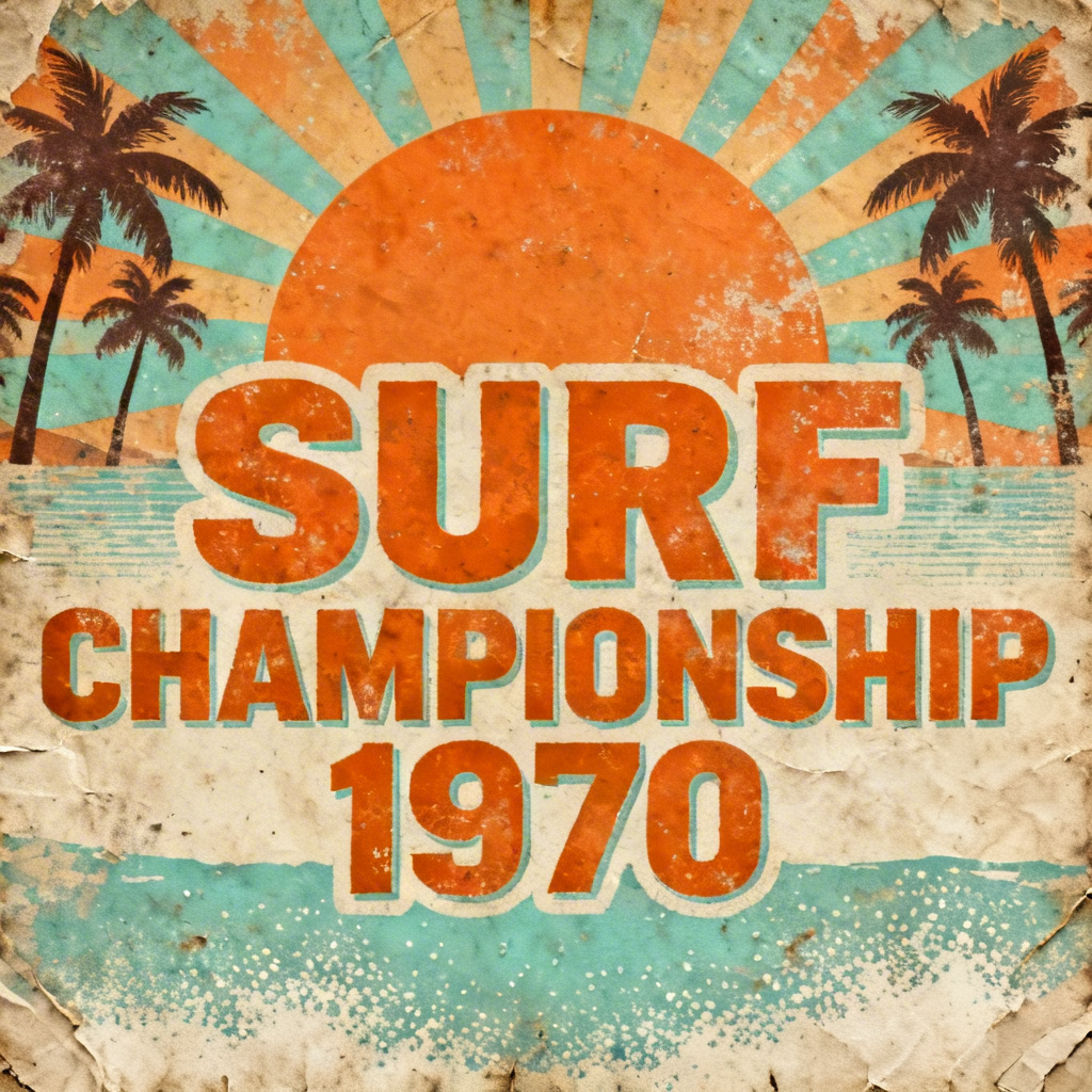 AI vintage surf contest retro poster