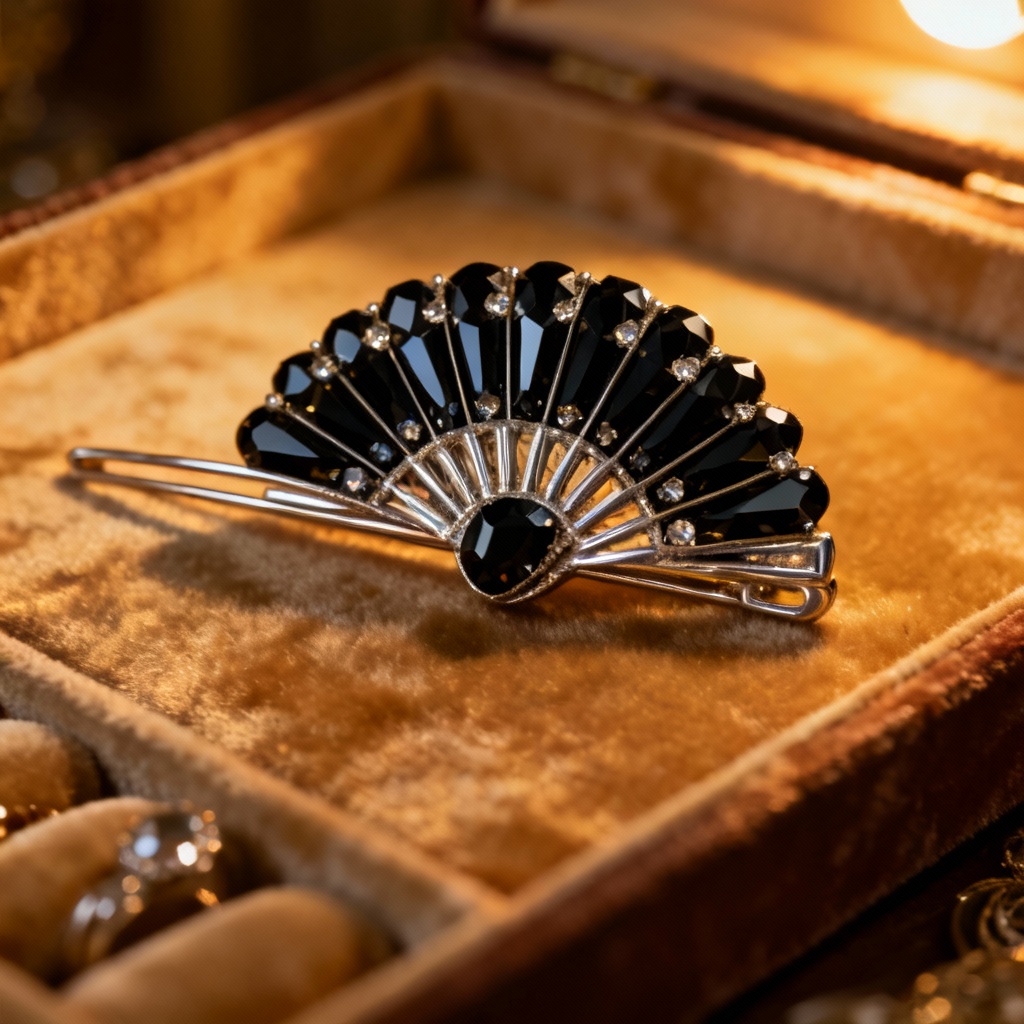 AI vintage art deco crystal hairpin