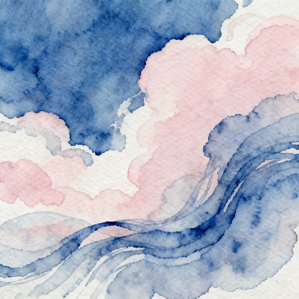 Watercolor painted sky in indigo and blush tones