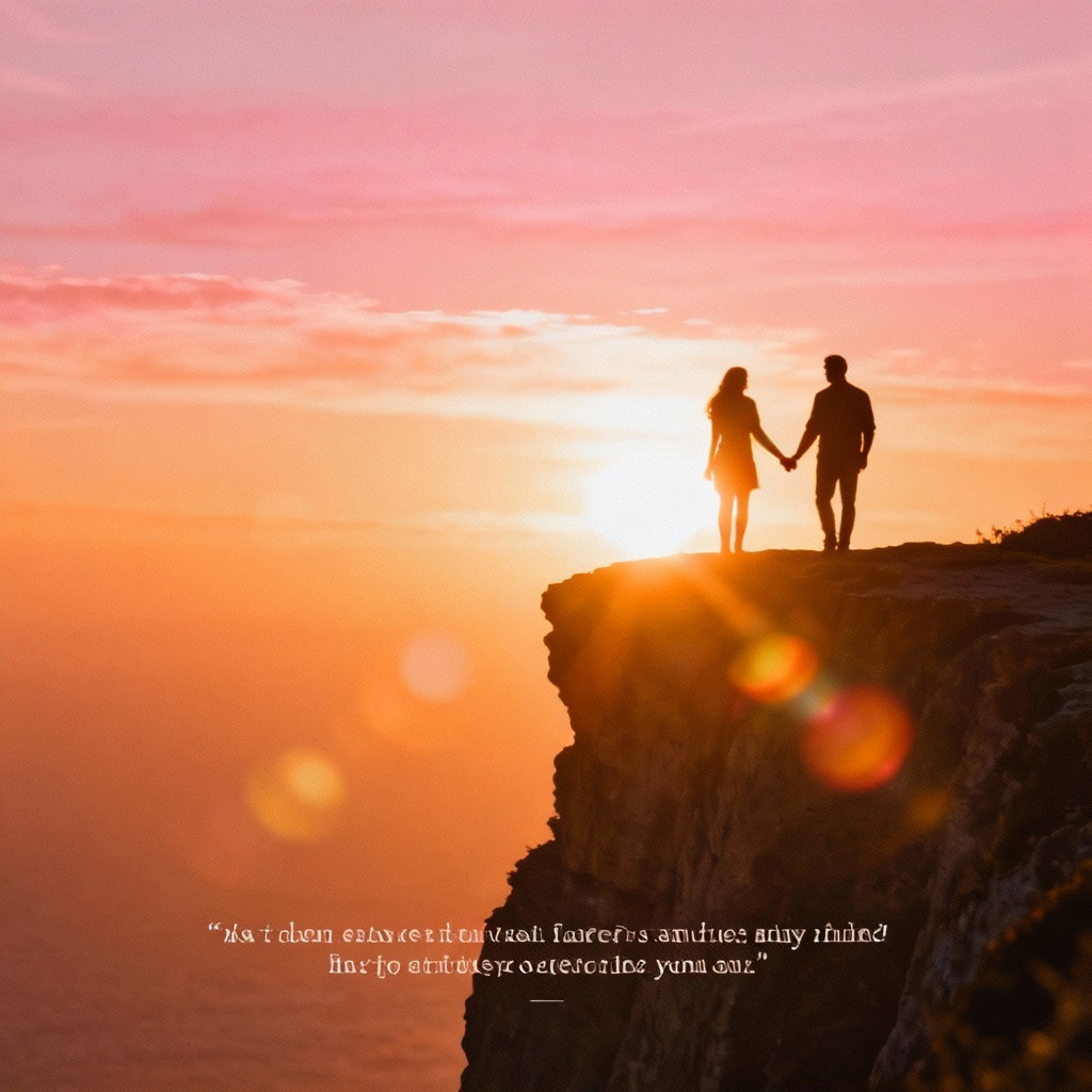 AI romantic passion silhouette at sunset