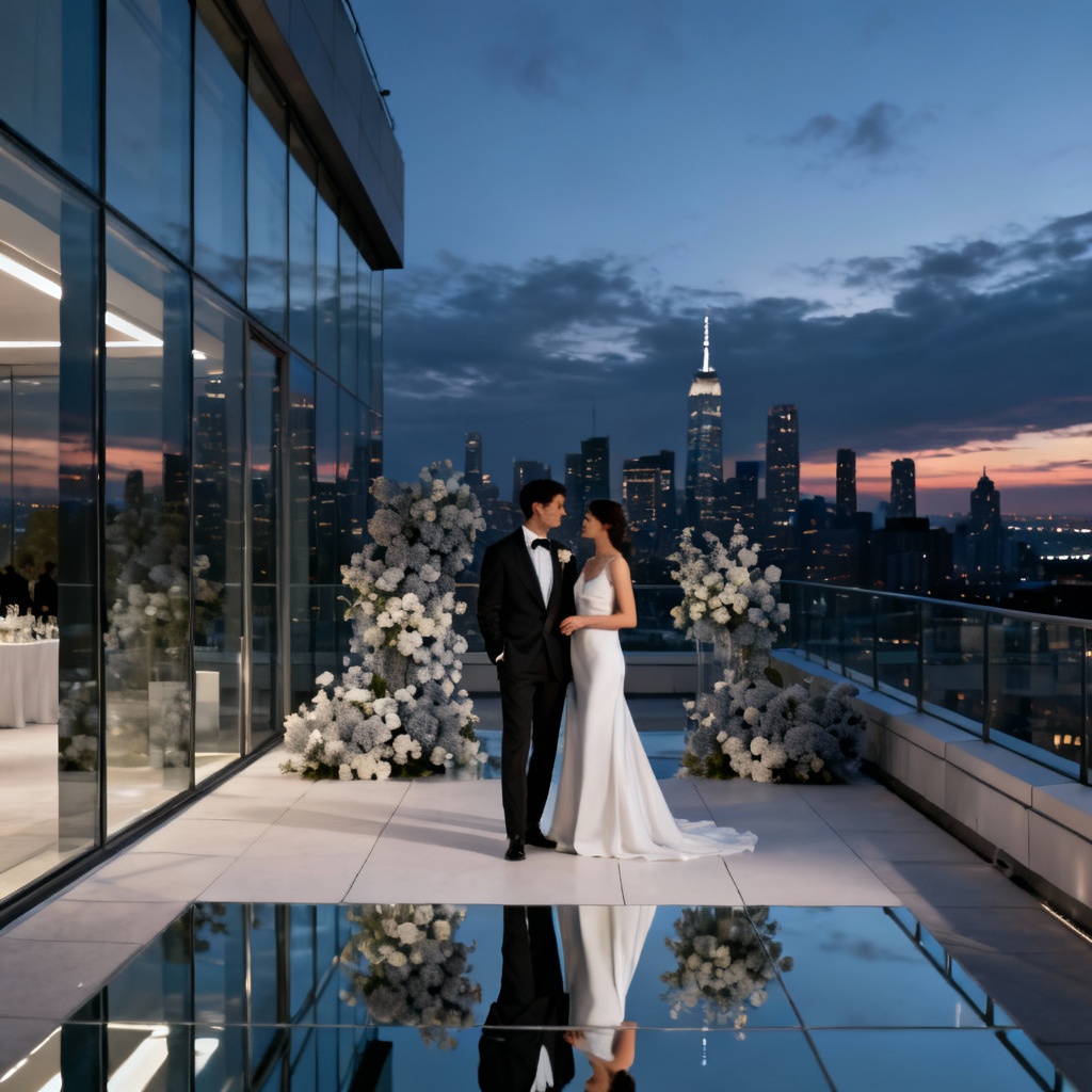 AI Modern City Rooftop Wedding