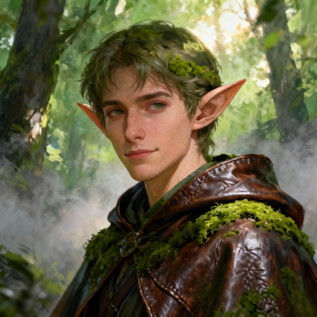 AI fantasy elf avatar with natural forest light
