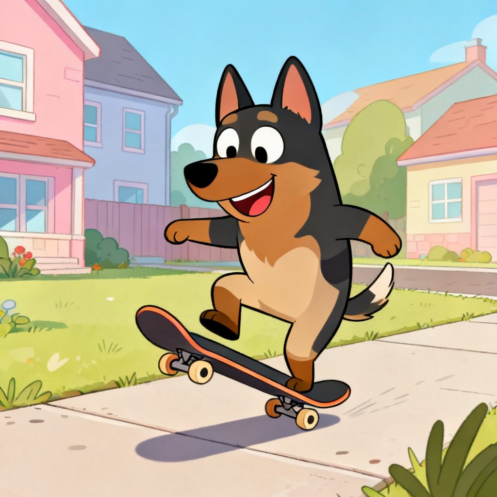 Bluey style skateboard dog OC