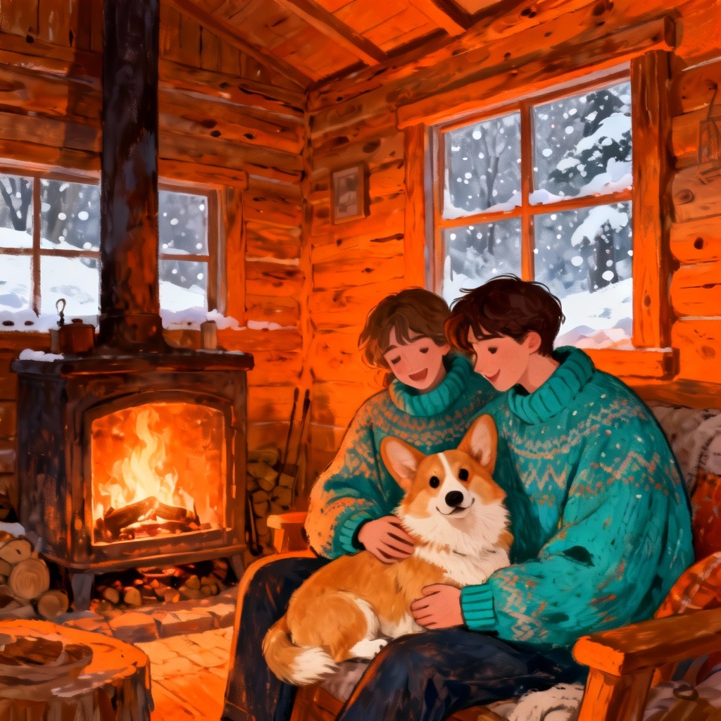 Cozy winter cabin cuddle puddle