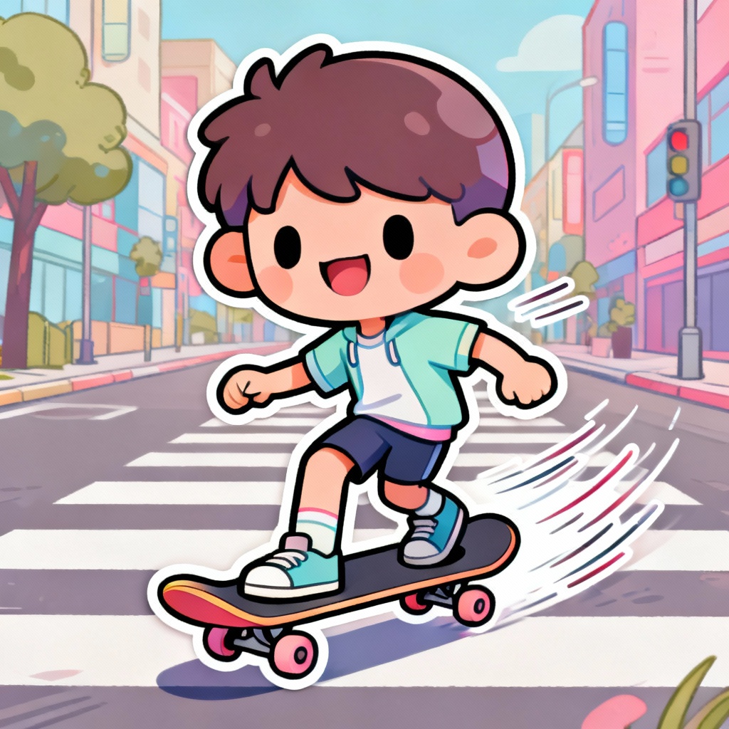 AI large headed cartoon skater sticker