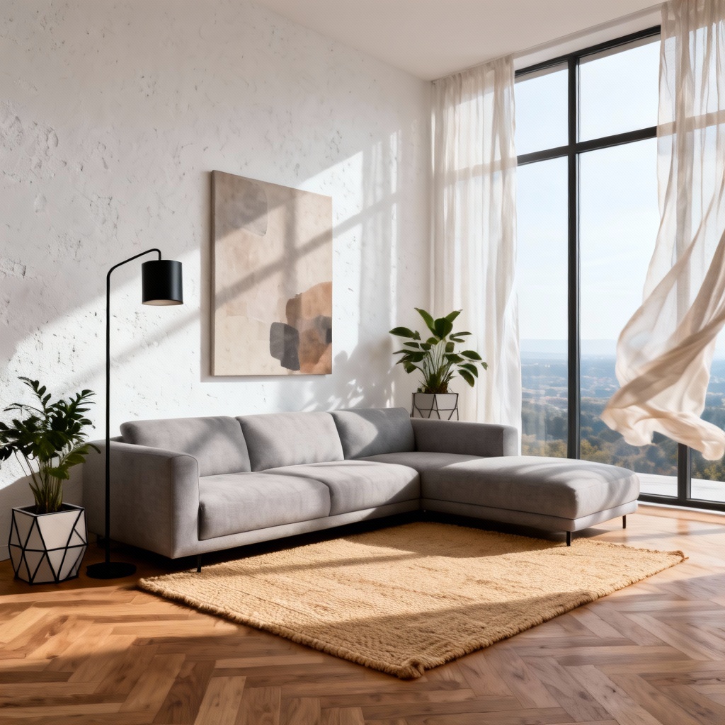 AI Scandinavian modern living room decor render