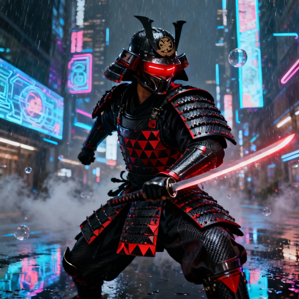 AI Neo Samurai armored outfit with carbon fiber lamellar