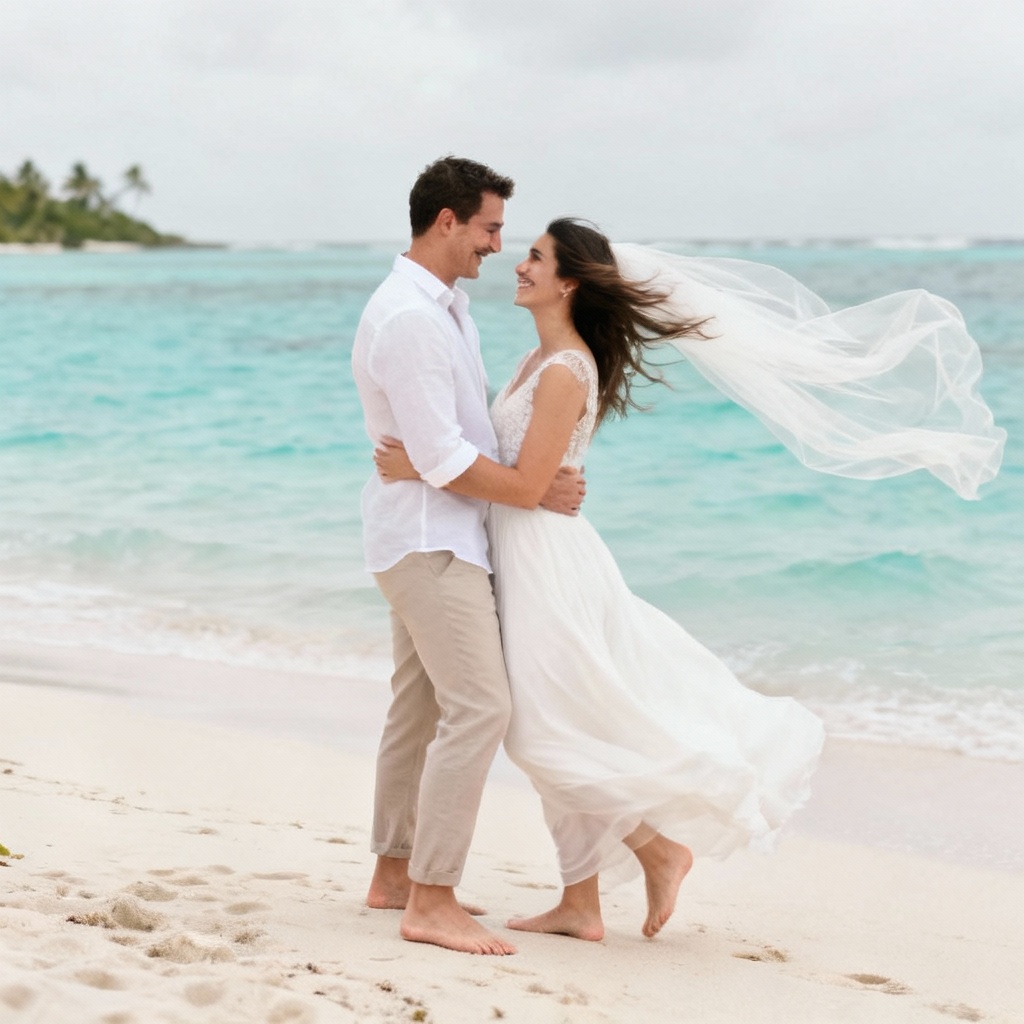 AI couple shoot generator beach destination