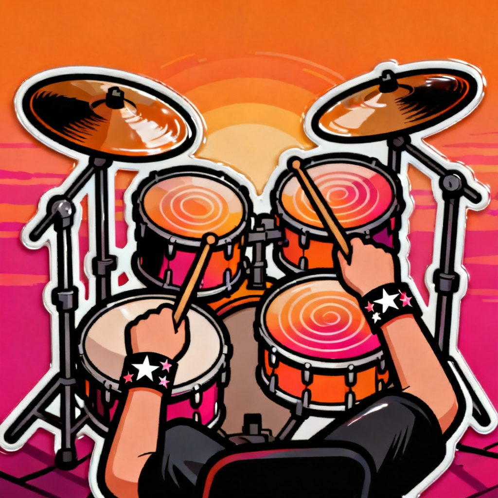 AI Sprunki drummer OC with sunset colors