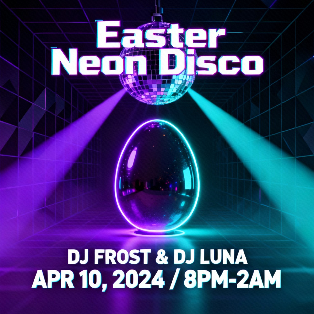 AI easter-promotion-poster neon glow nightclub party