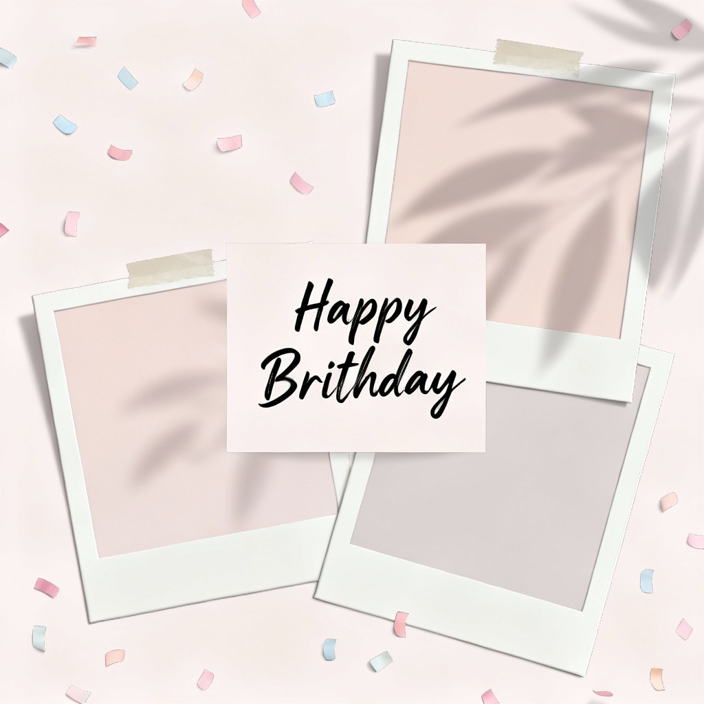 Modern photo collage happy brithday ecard layout