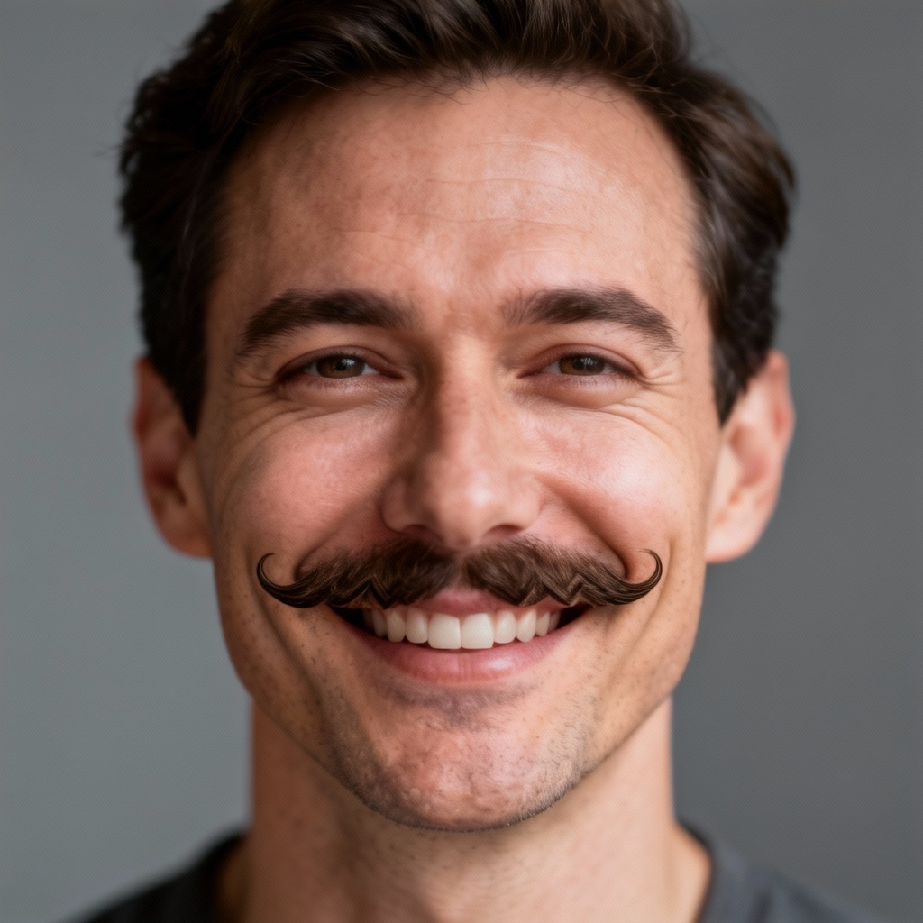 Add mustache to photo with AI chevron style