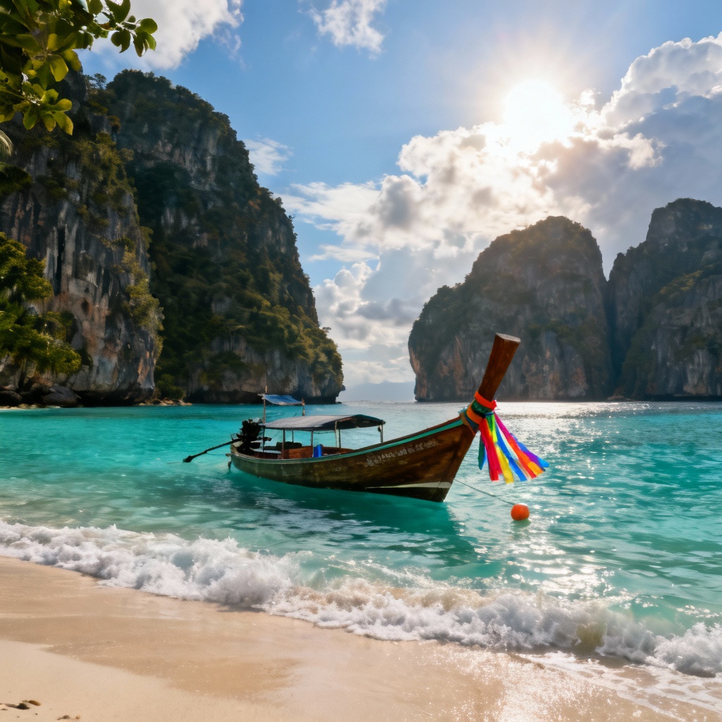 AI Phuket beach with limestone cliffs and turquoise water