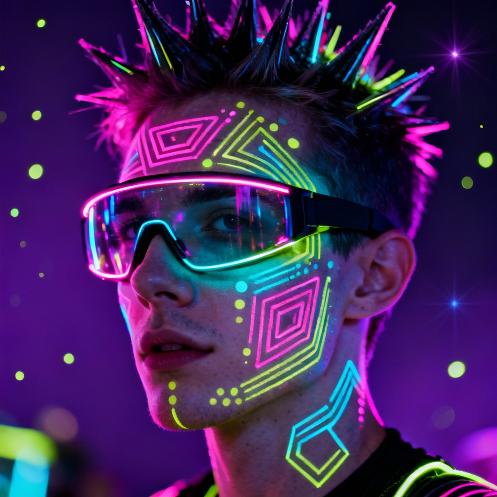 AI neon UV festival face paint