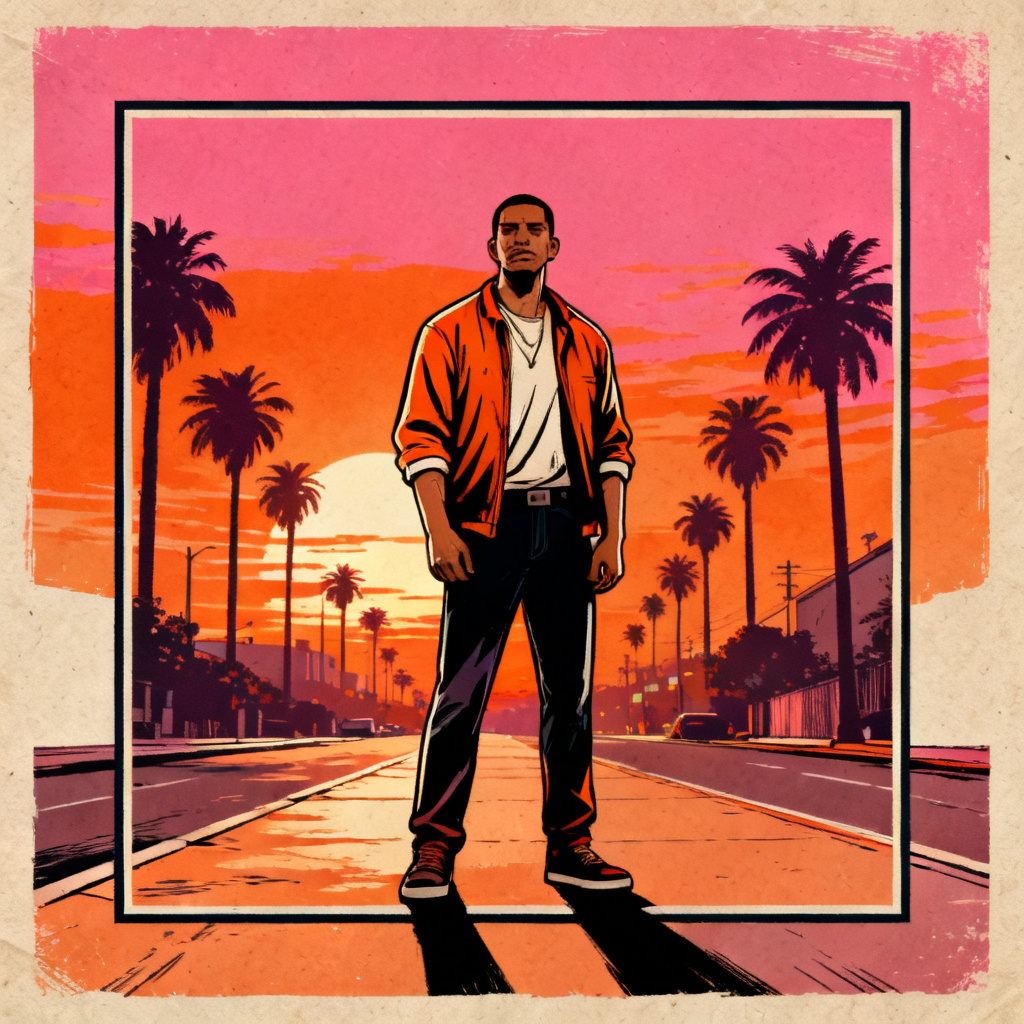 GTA style sunset street character