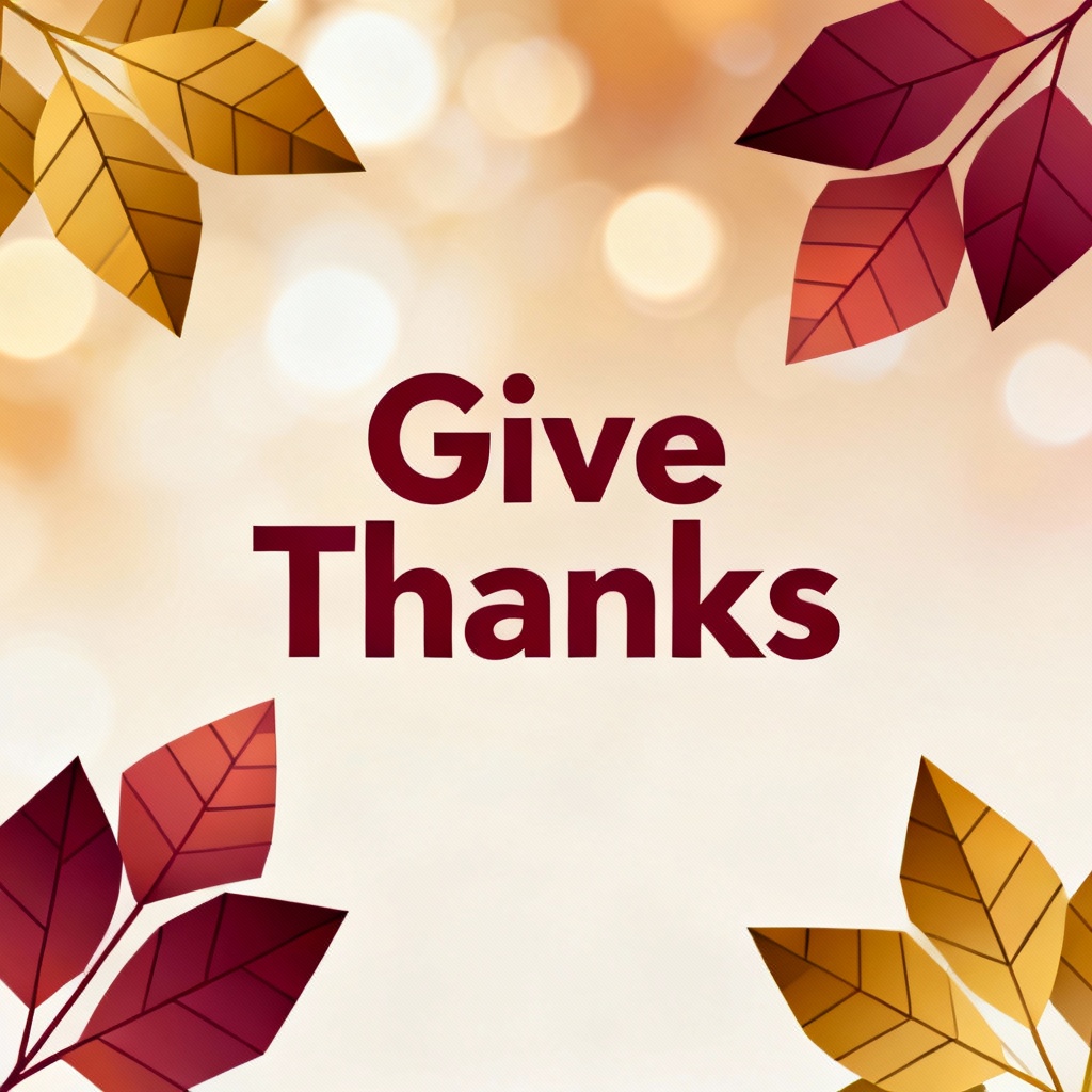 AI modern Thanksgiving social banner with geometric leaves