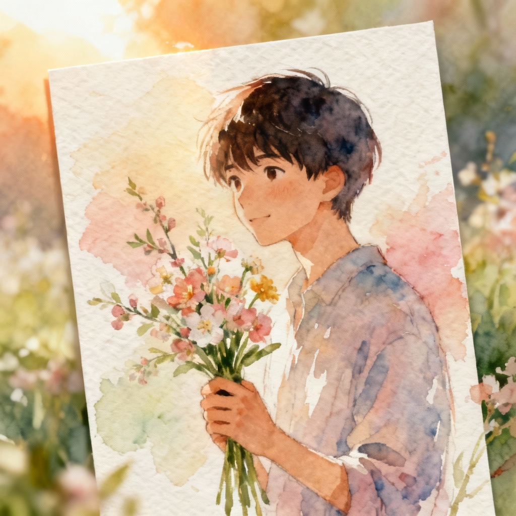 AI Watercolor Koki Postcard