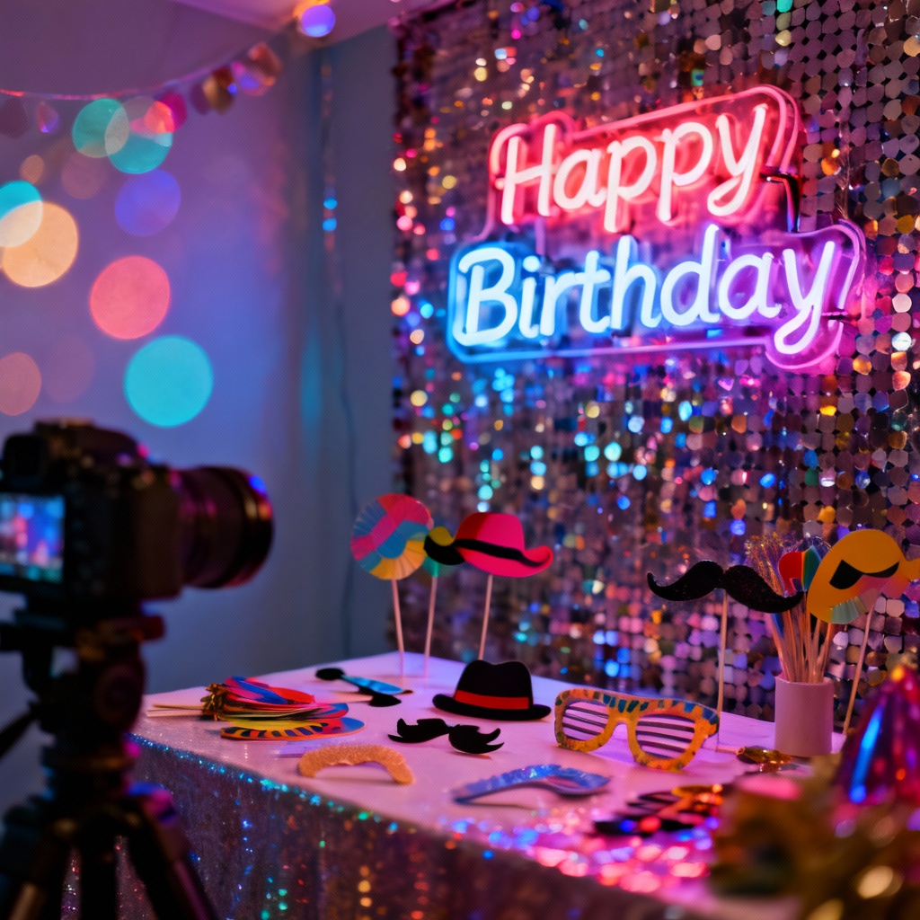 AI Birthday Photo Booth Backdrop