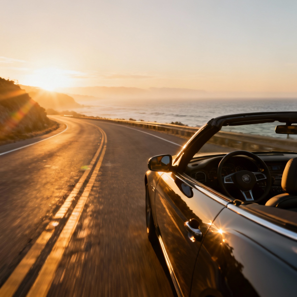 AI Sunrise Coastal Drive POV