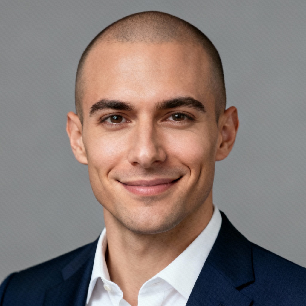 AI clean-shaven business masculine headshot in suit