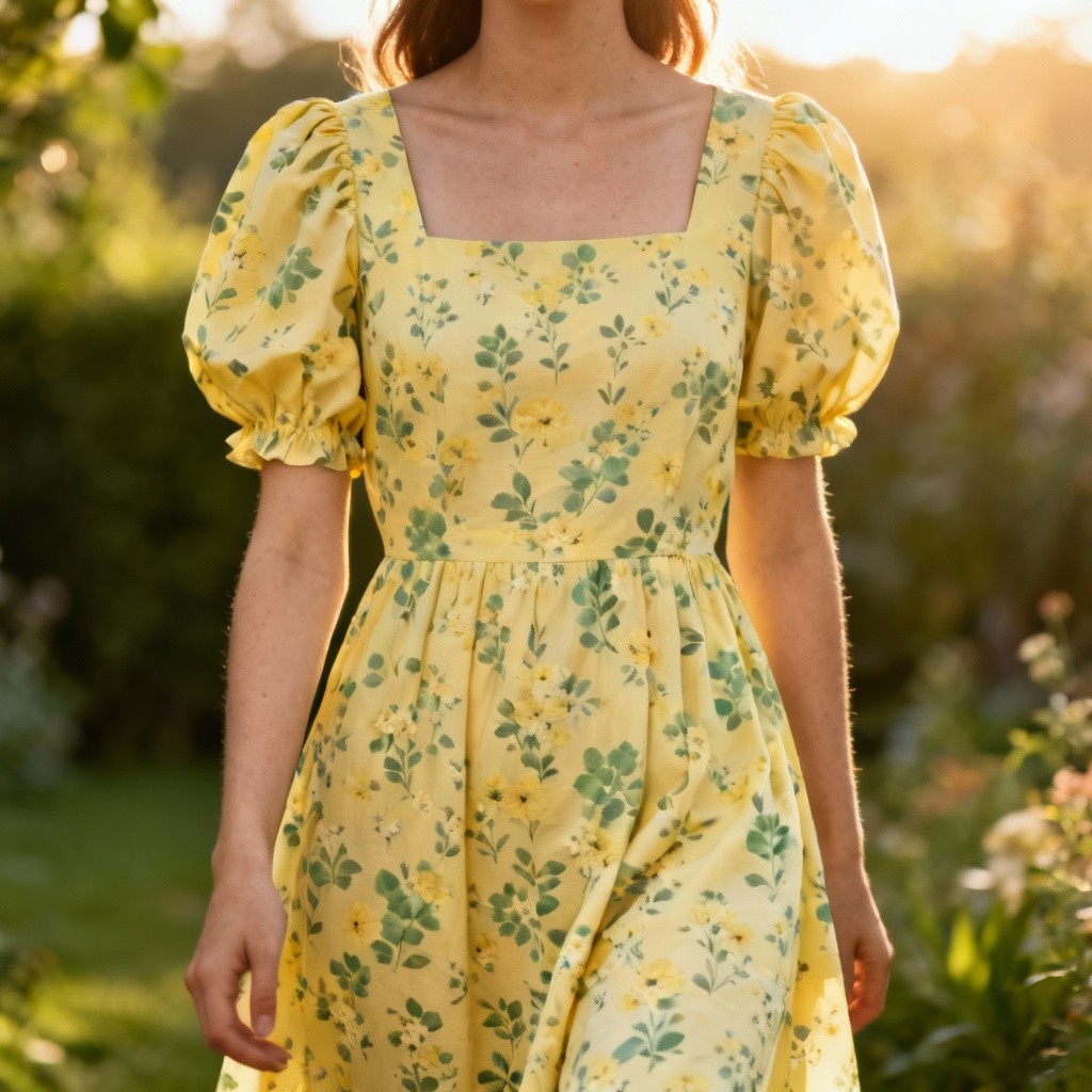 AI floral garden midi dress with ditsy flowers