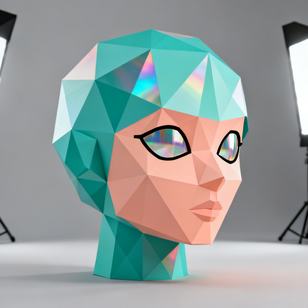 AI ENA OC low-poly prism style character
