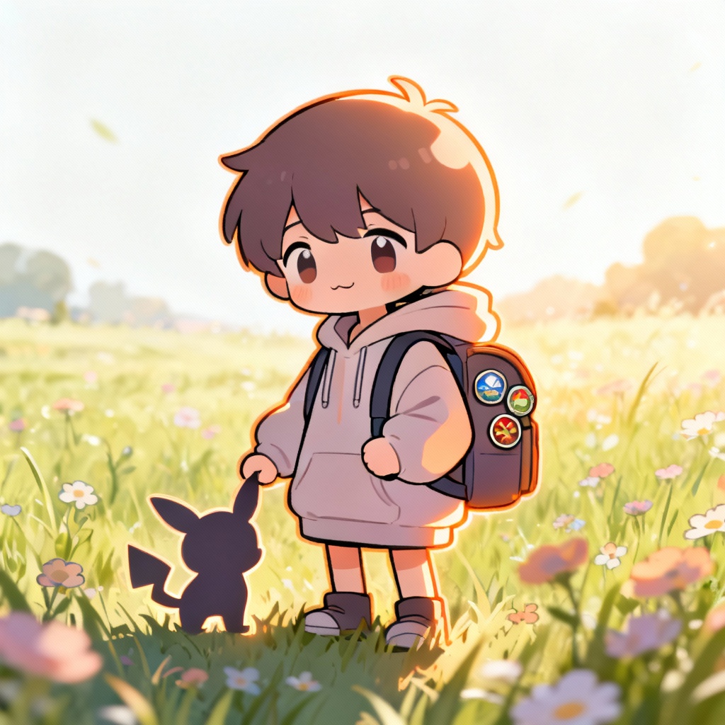 AI Chibi Pokemon Trainer in Grassland