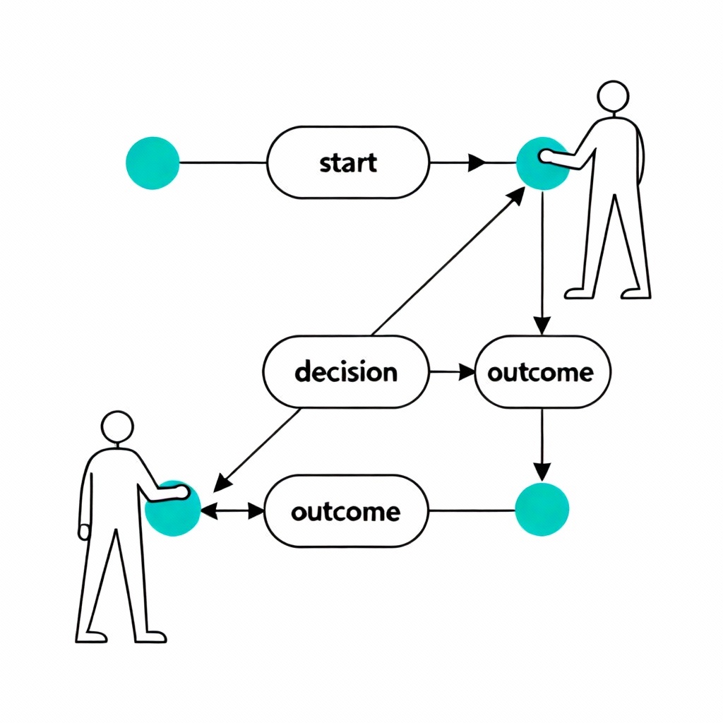 AI stick figure flowchart infographic