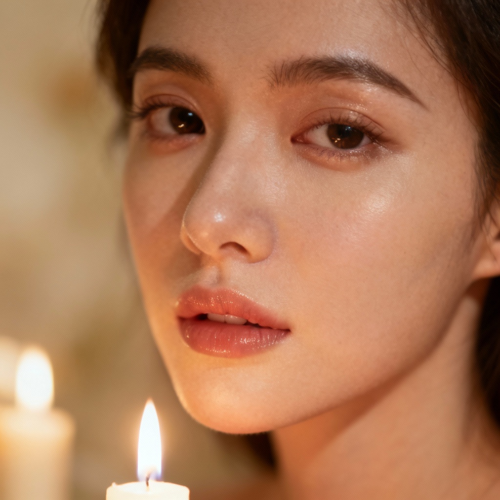 AI soft atmosphere candlelit portrait with warm glow