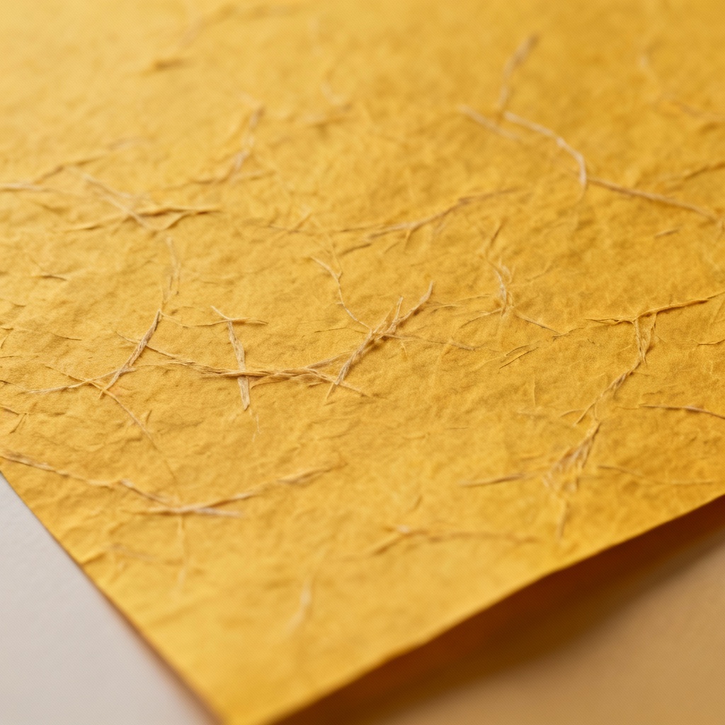 Mustard yellow paper texture with natural fiber detail
