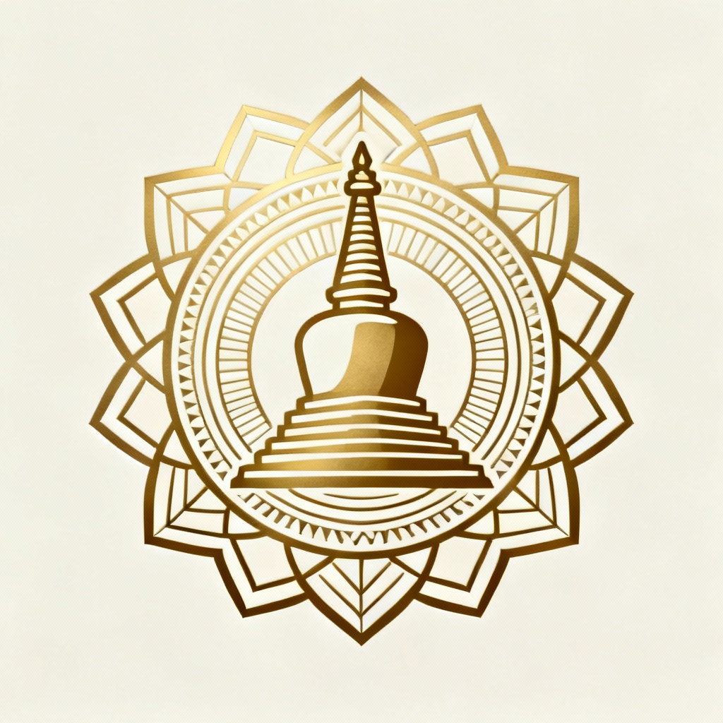 AI mandala with lotus petals and stupa icon for Vesak badge