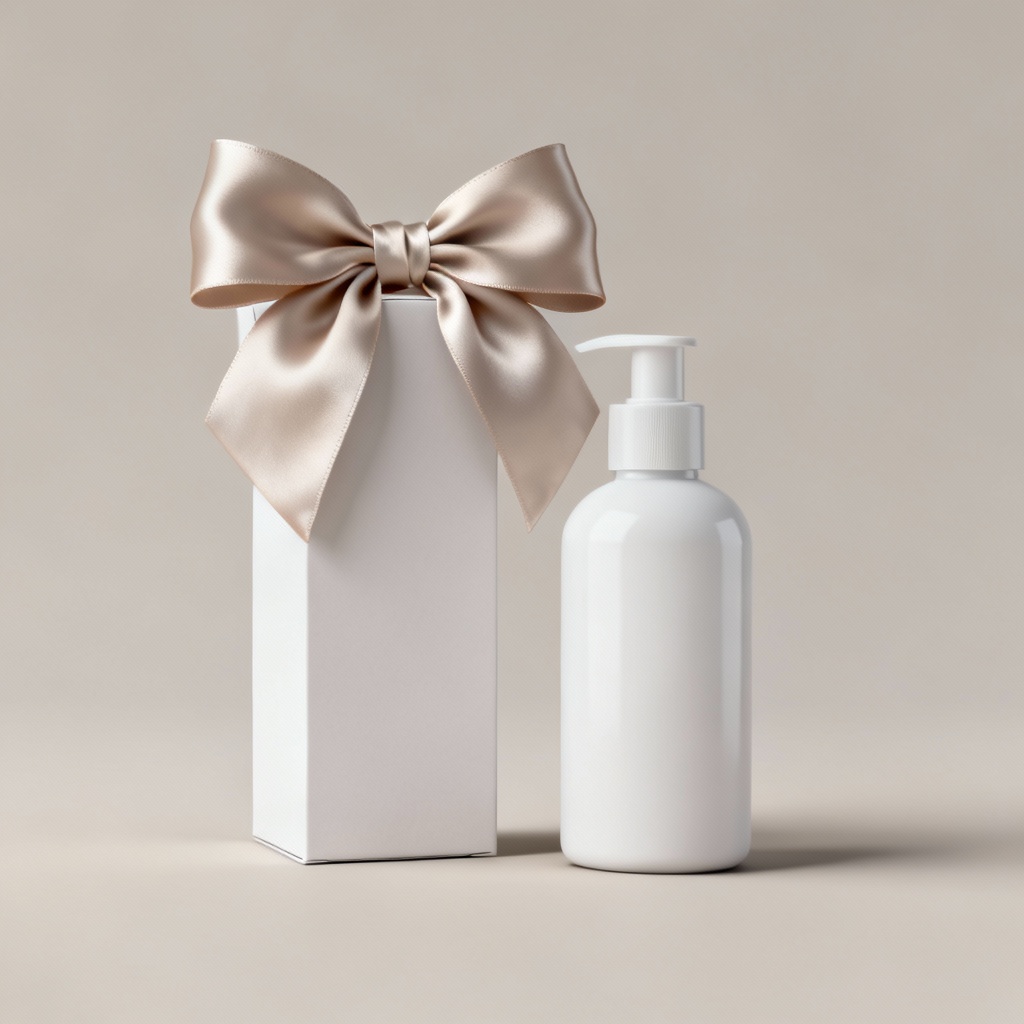 Minimal product mockup with large silk bow accent