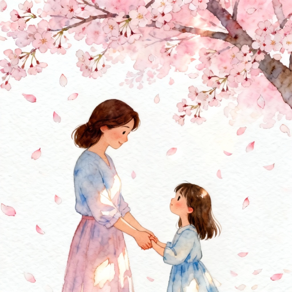 AI watercolor mother daughter illustration