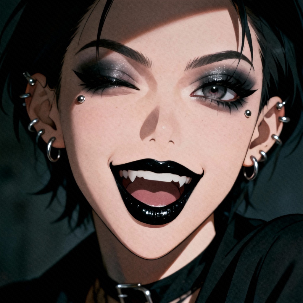 AI gothic ahegao expression portrait