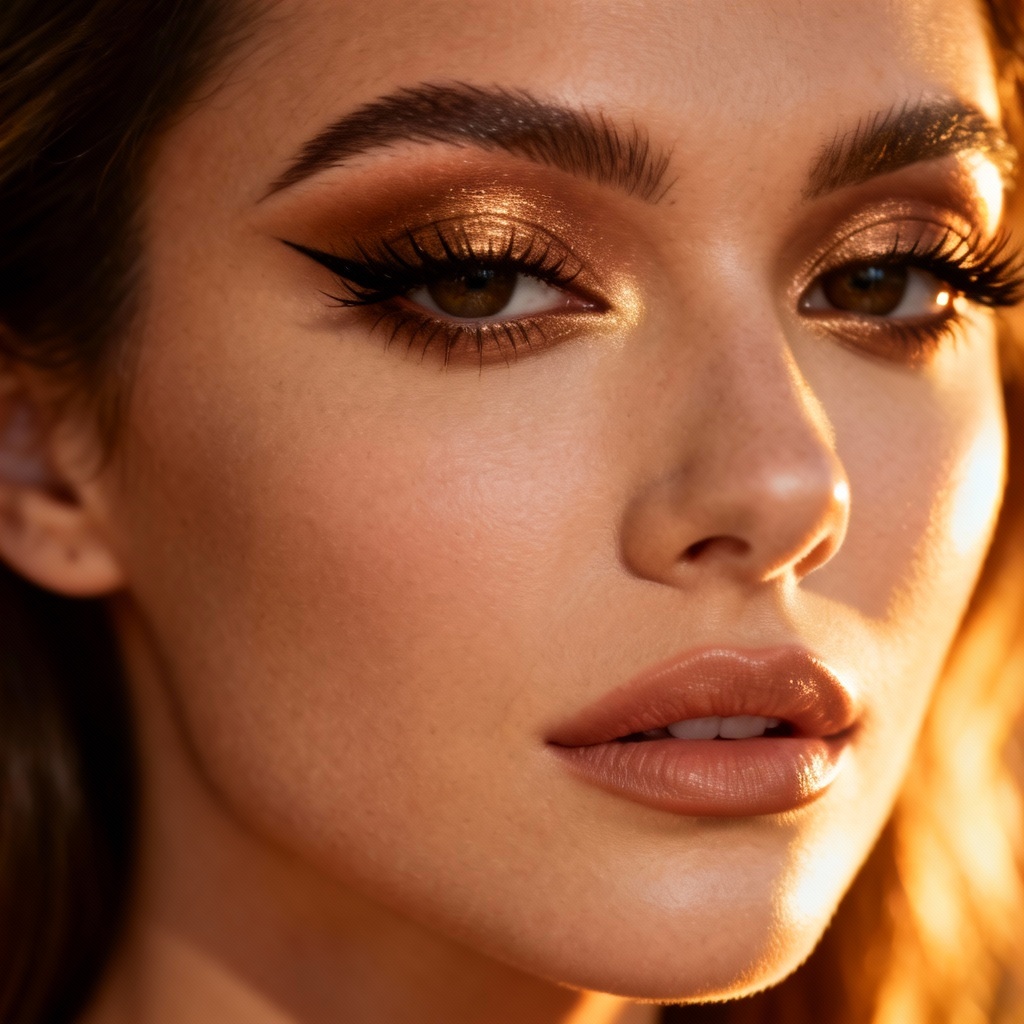 Soft glam evening look with bronze tones