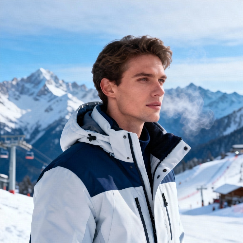 AI fake vacation photo at an alpine snow resort