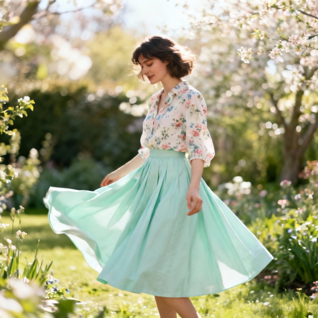 AI A-Line Long Skirt Pastel Look
